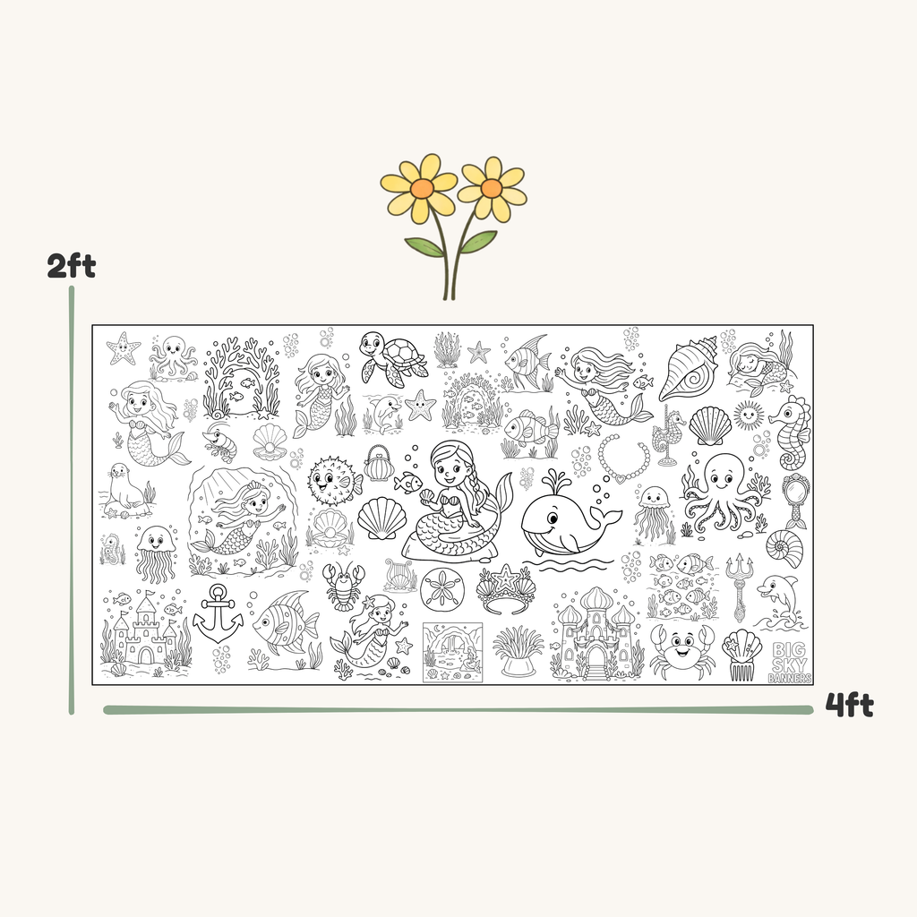 Mermaid Theme Giant Coloring Banner