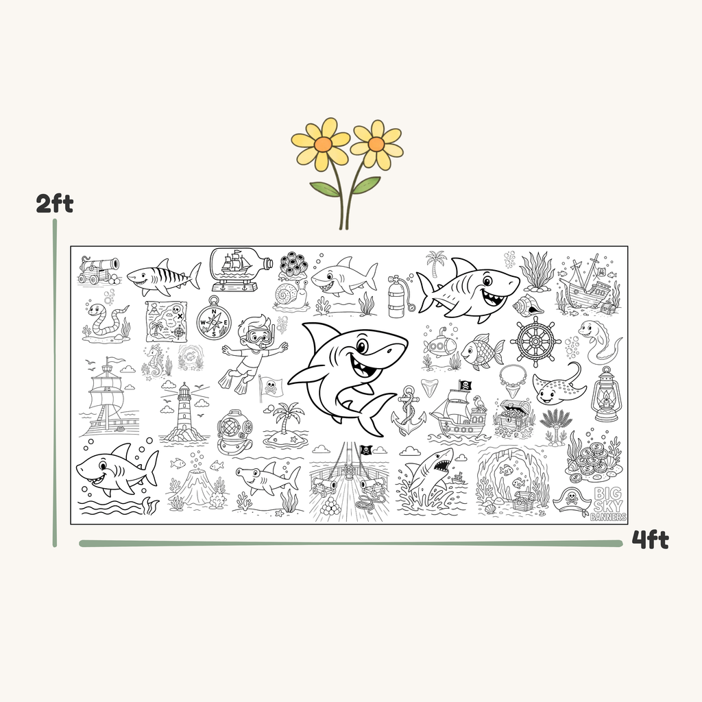 Shark Theme Giant Coloring Banner