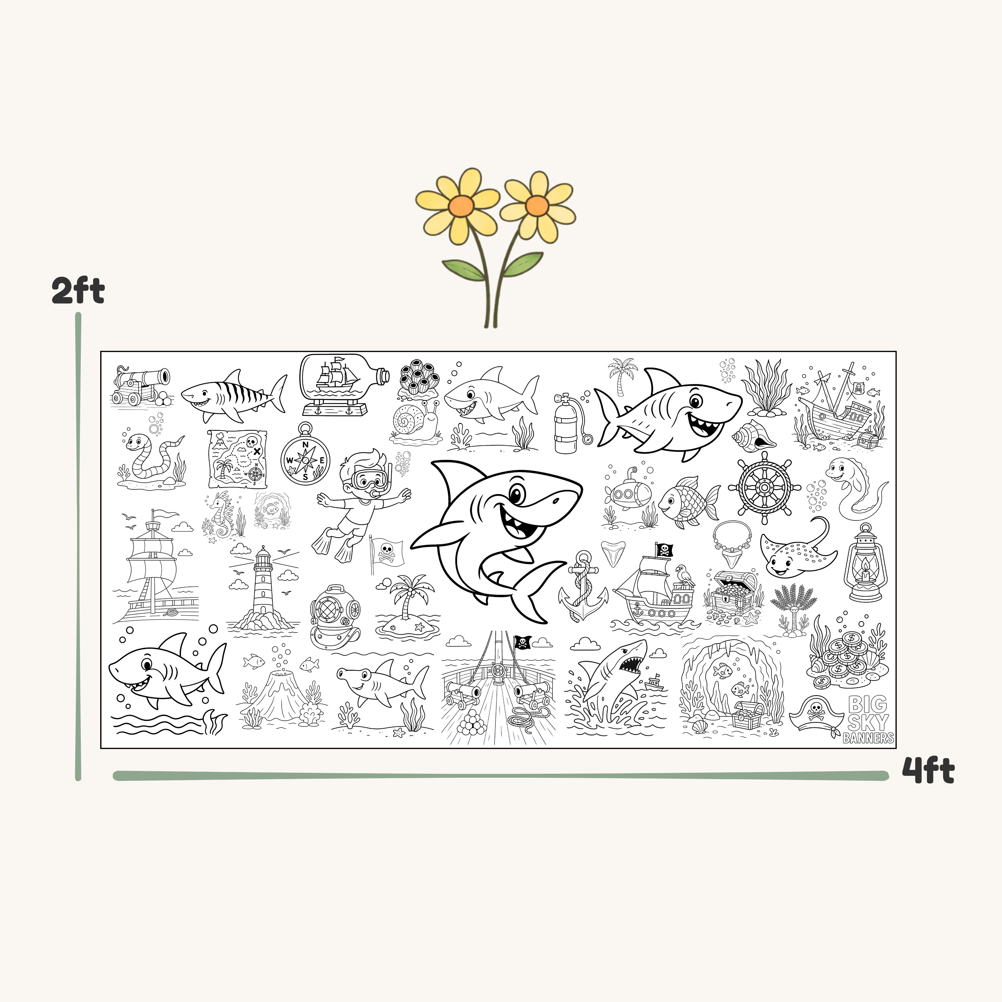 Shark Theme Giant Coloring Banner