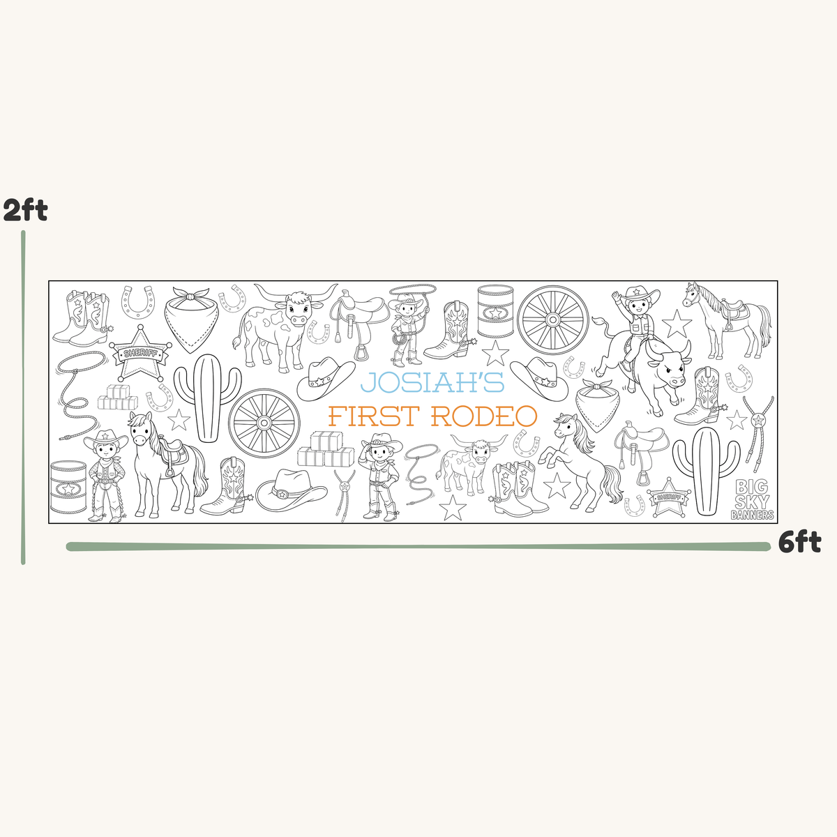 Custom First Rodeo Giant Coloring Banner