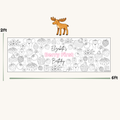 Personalized birthday banner with moose and berry theme, measurement shown on a white background.