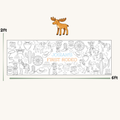 Decorative paper with cowboy-themed illustrations and 'Josiah's First Rodeo' text, scaled to 2ft x 6ft dimensions.