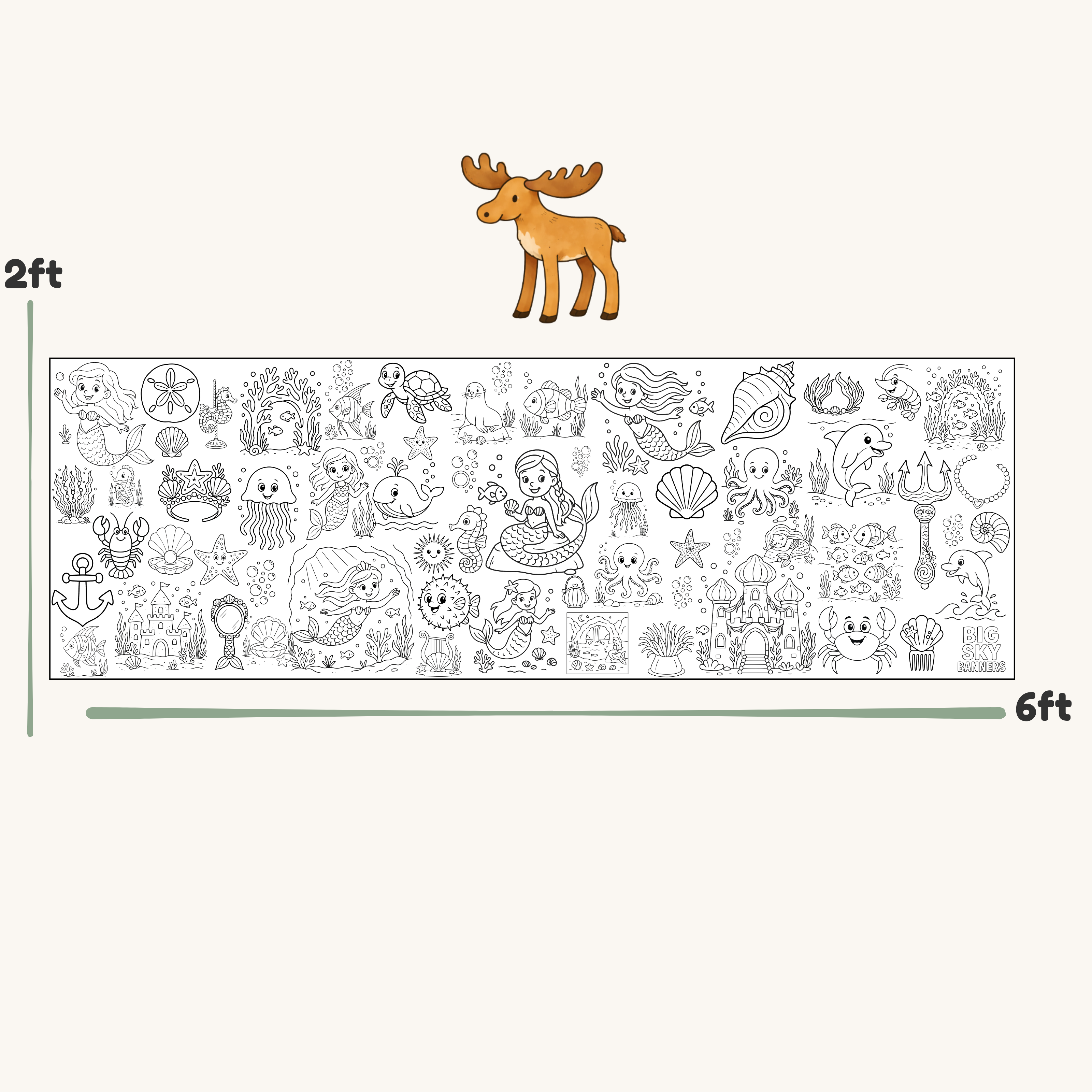 Mermaid Theme Giant Coloring Banner
