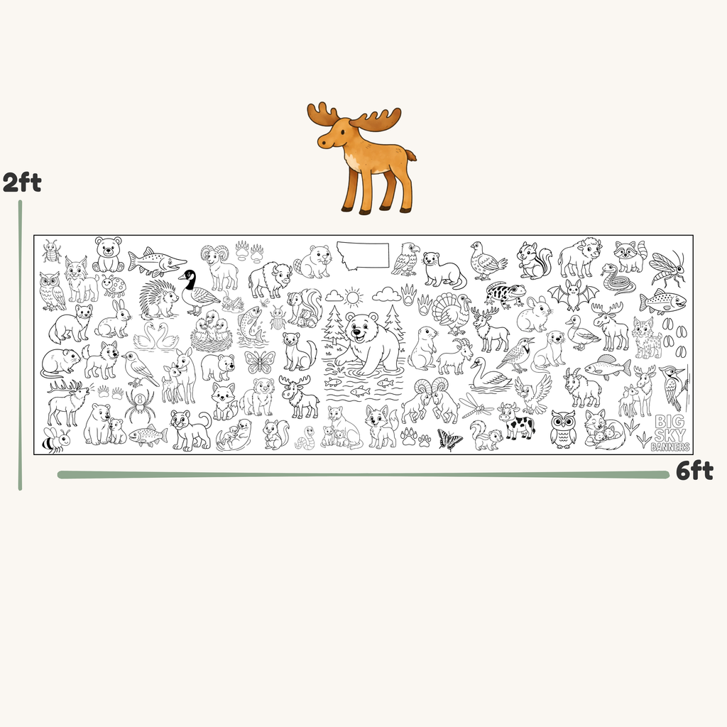 Montana animals giant coloring banner kids party activity
