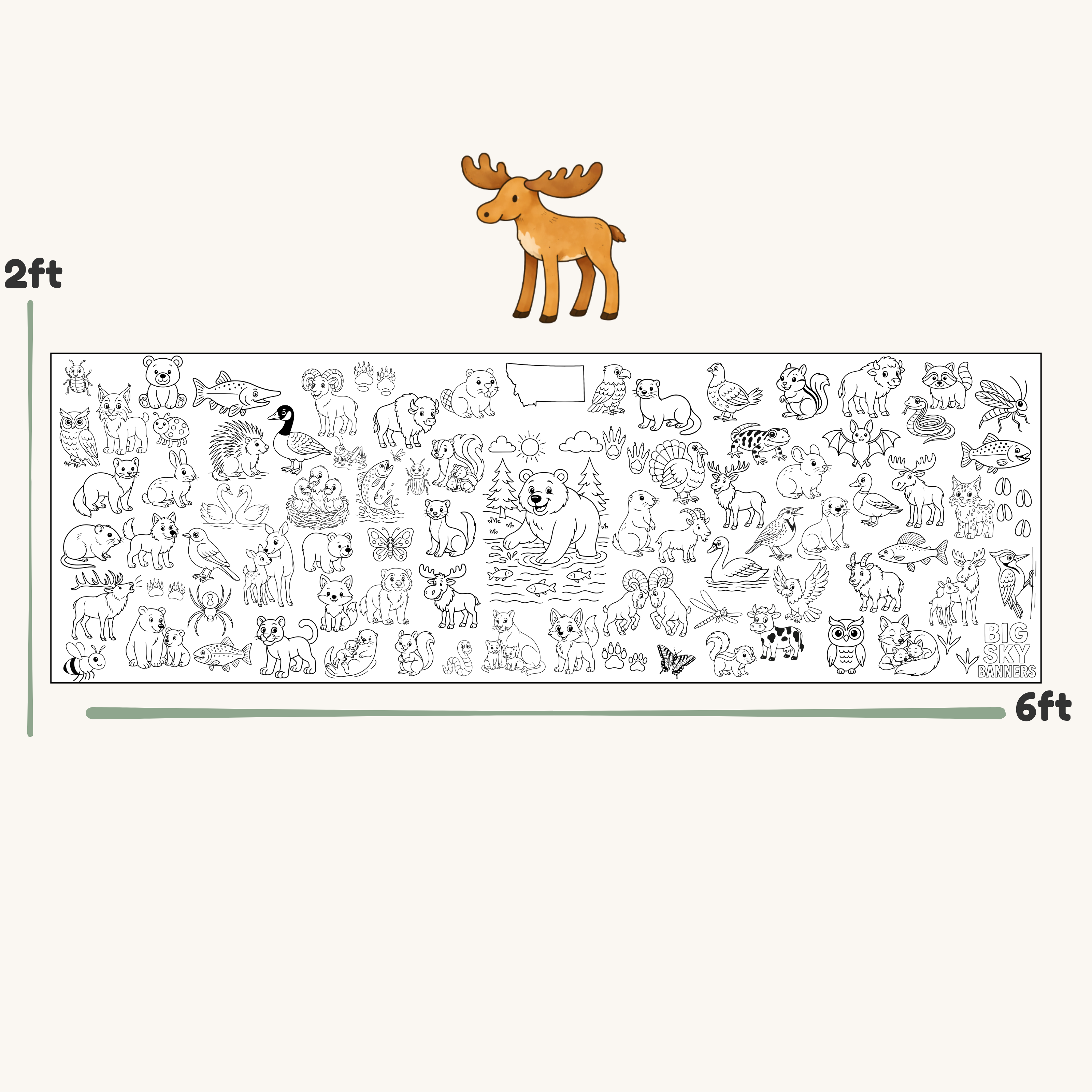 Montana animals giant coloring banner kids party activity
