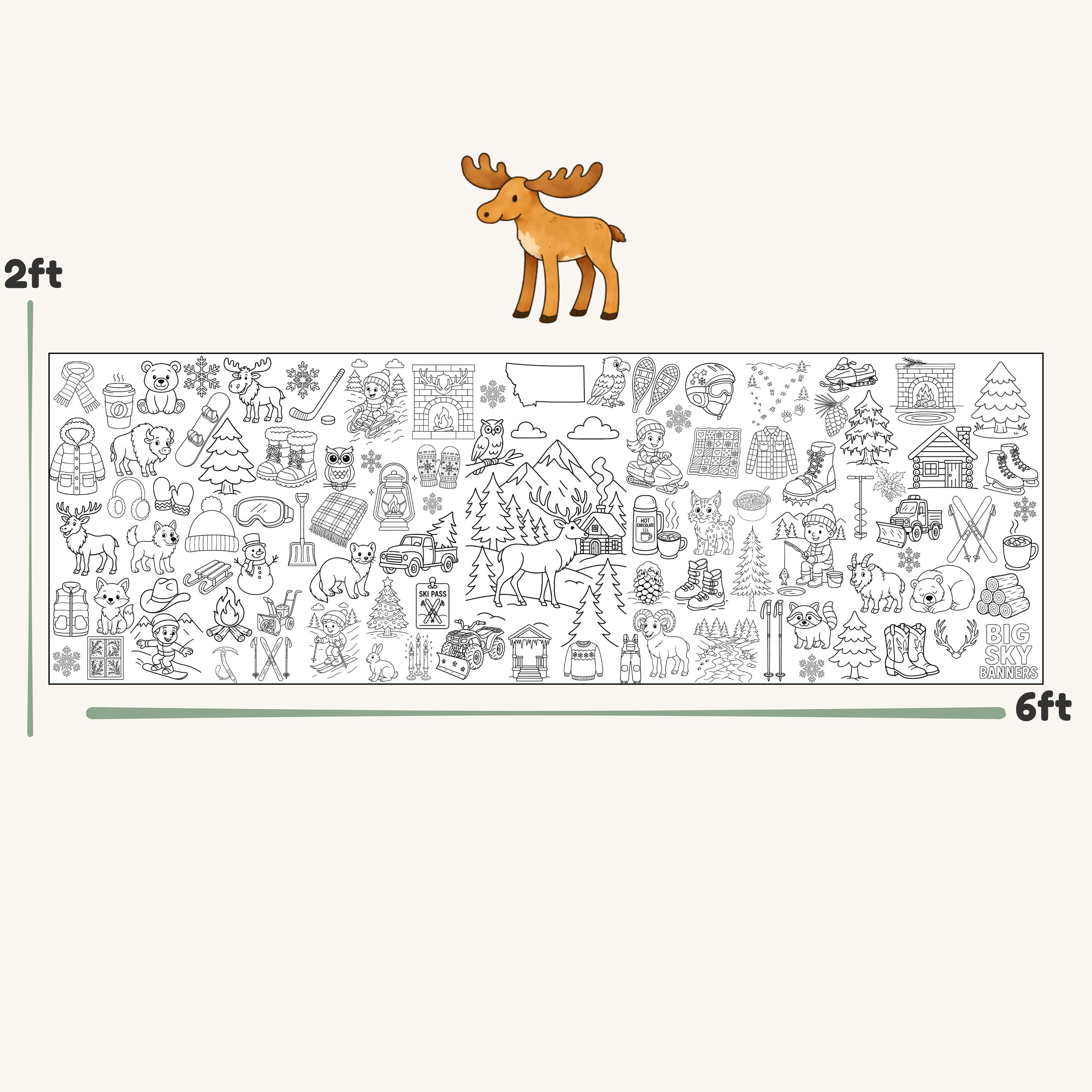 Winter in Montana Giant Coloring Banner