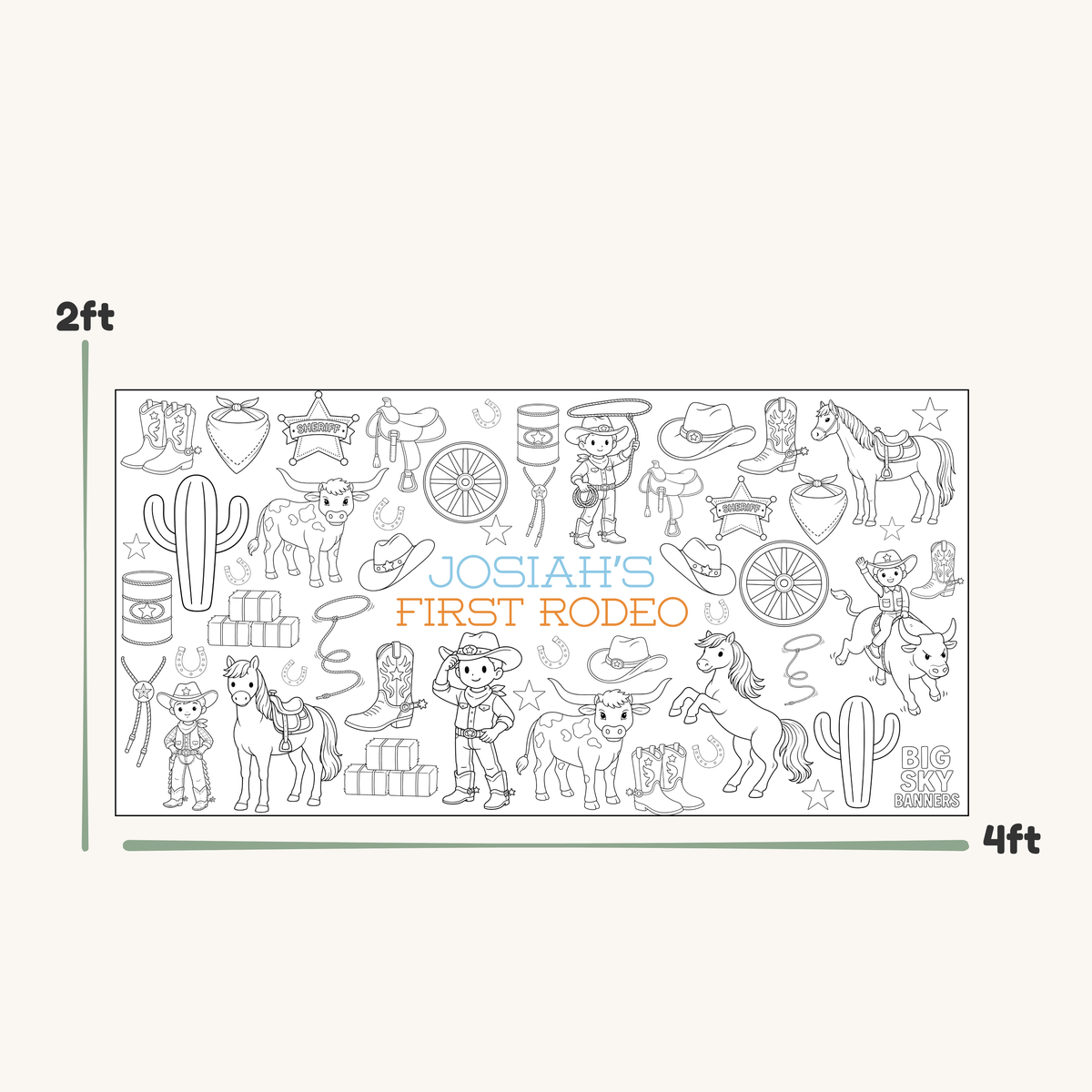 Custom First Rodeo Giant Coloring Banner